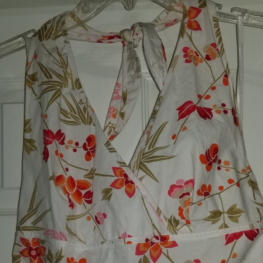 New York & Co White Floral Halter Top